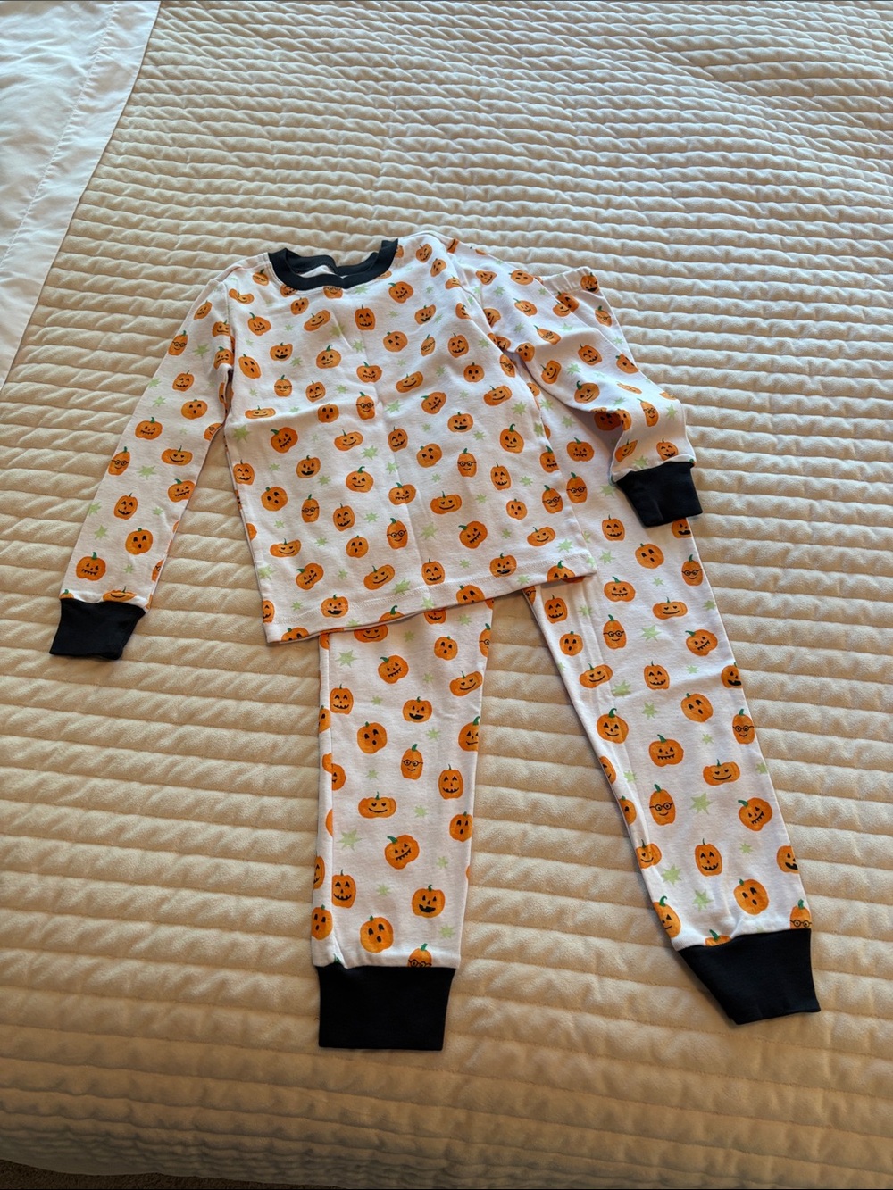 Kids Halloween Pumpkin Print Pajama Set - Orange/Black